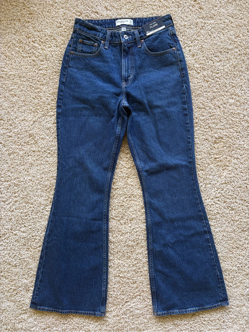 Abercrombie & Fitch Dark Blue High-Rise Flare‎ Jeans Curve Love Size 26